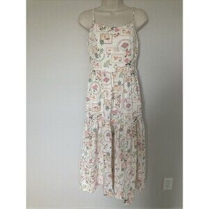 Cynthia Rowley  fruit floral sundress midi tiered spaghetti straps S pockets